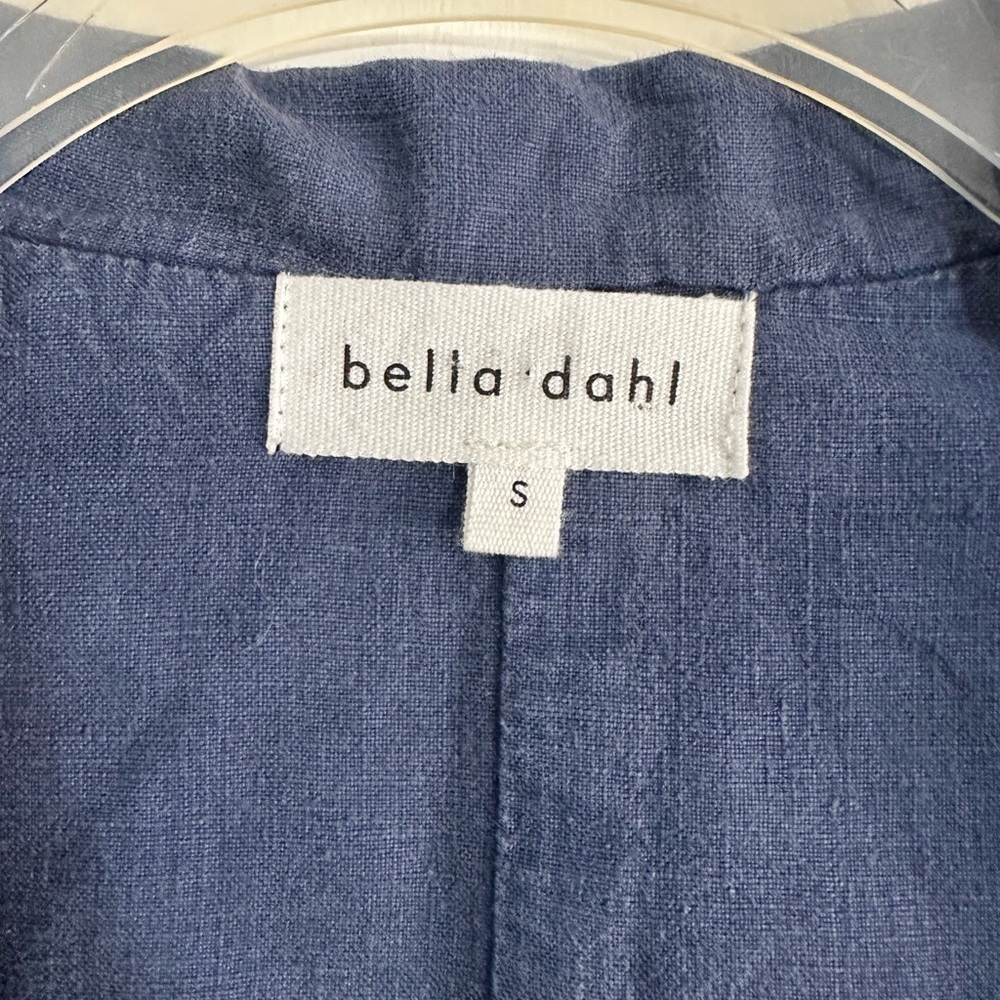 Bella Dahl Navy Linen Blazer Small One Button Closure - Picture 4 of 7